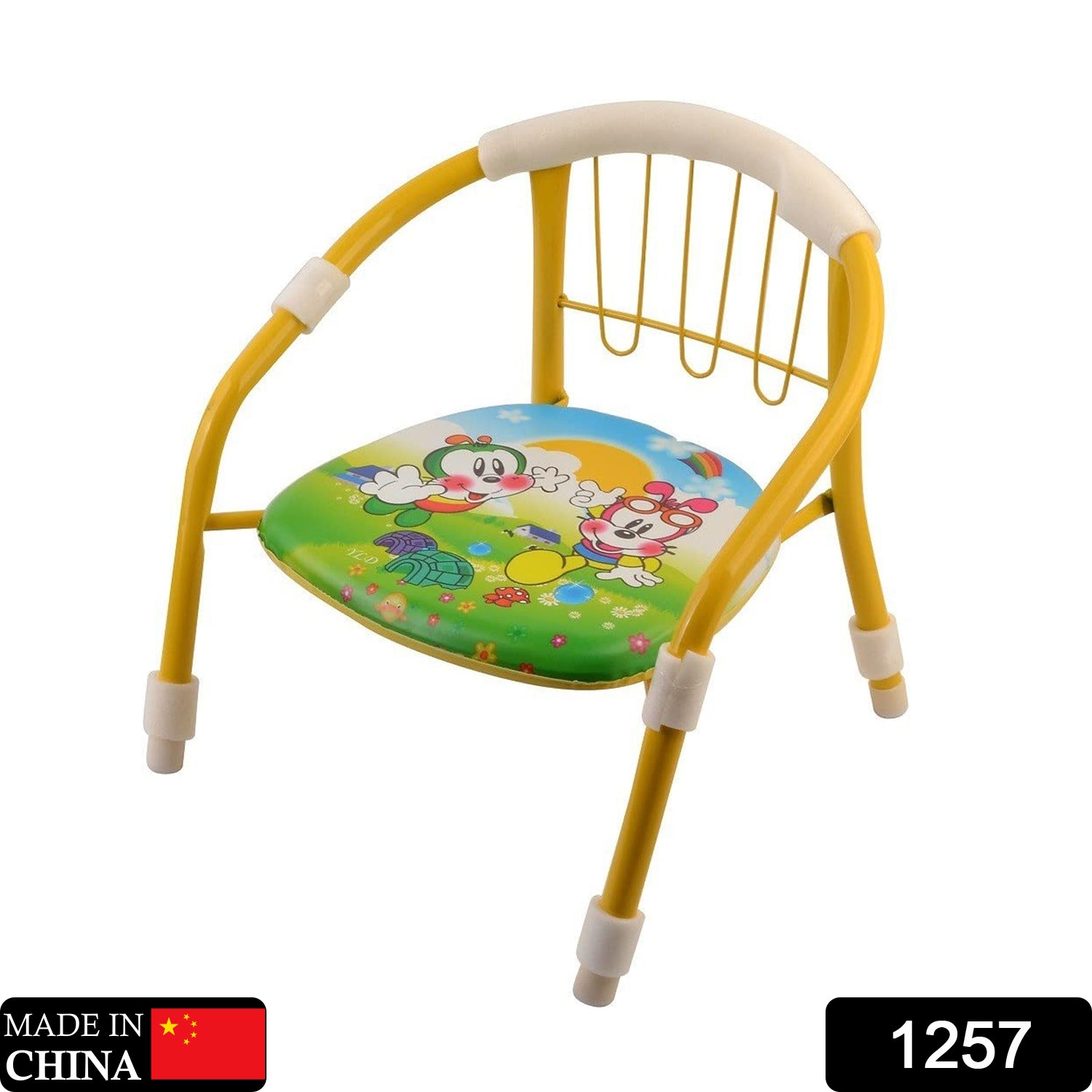 1257 Multicolor Cartoon Design Baby Chair with Metal Backrest Frame & Sound Seated Soft Cushion for kids & Toddlers (MOQ - 4 pcs) DeoDap 1257 Multicolor Cartoon Design Baby Chair with Metal Backrest Frame & Sound Seated Soft Cushion for kids & Toddlers (MOQ - 4 pcs) DeoDap